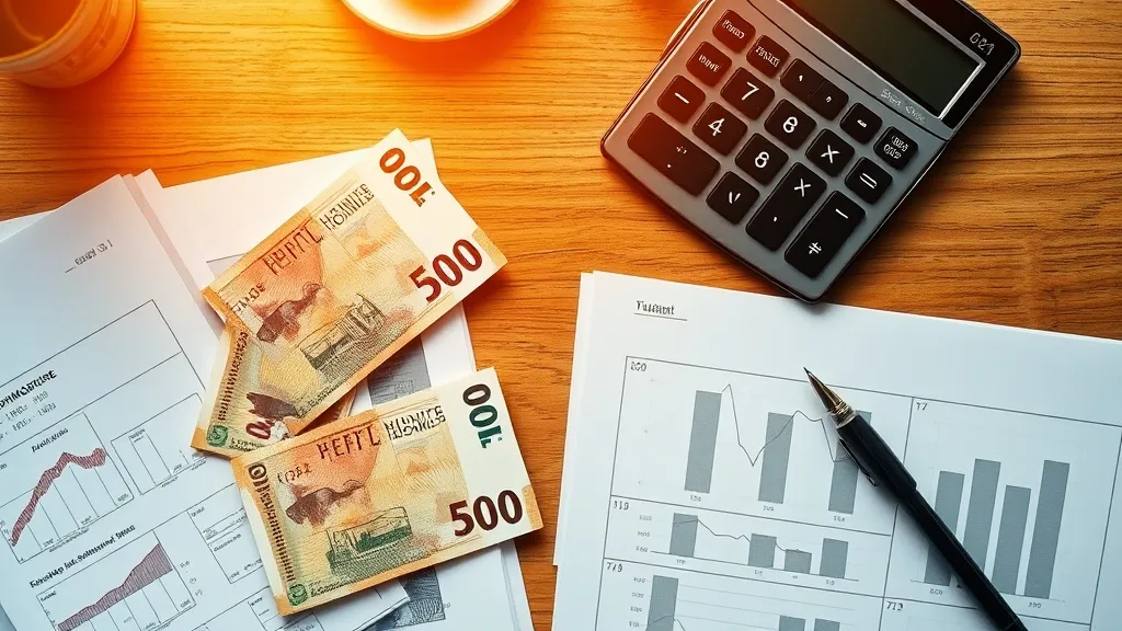 A professional office desk with a calculator, some Hungarian